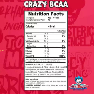 HYSTERICAL SCIENCE LABS CRAZY BCAA 8:1:1 – 45 SERVICIOS